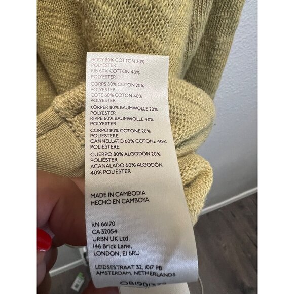 We The Free Loose Knit Cowl Neck Sweater Large Yellow Cotton/Polyester Womens - Picture 8 of 10